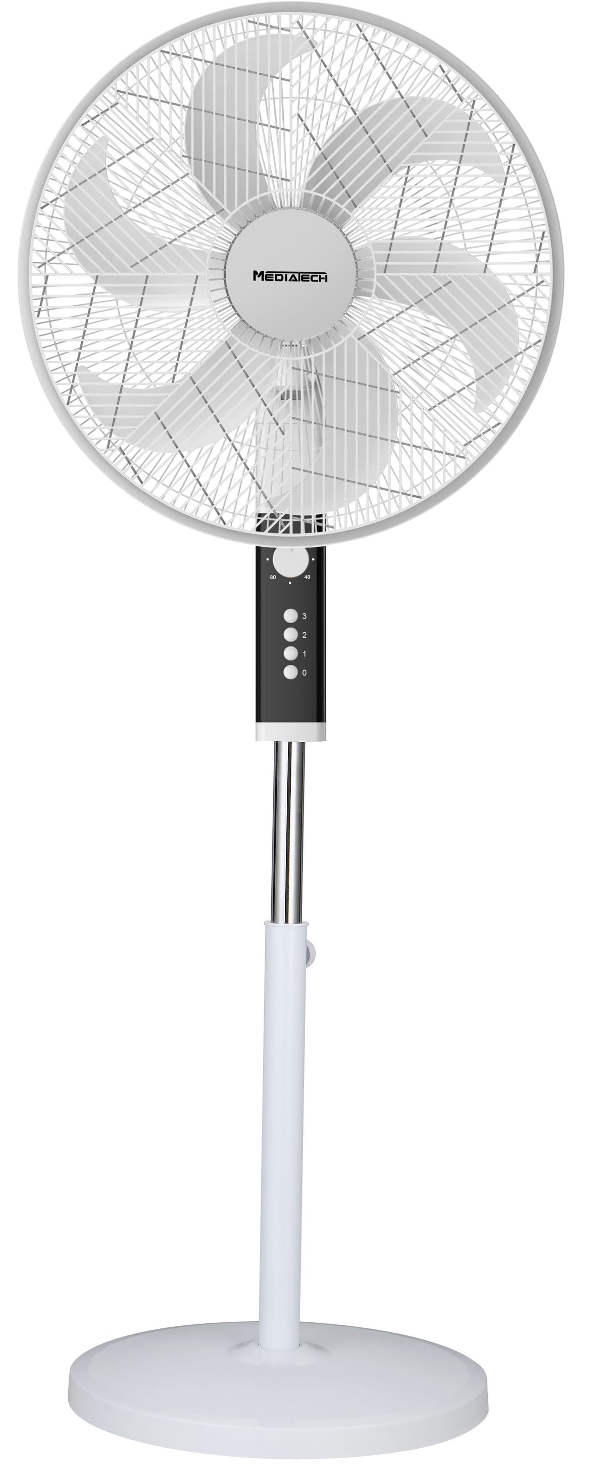 MediaTech Stand Fan 18" 6 Plades - White