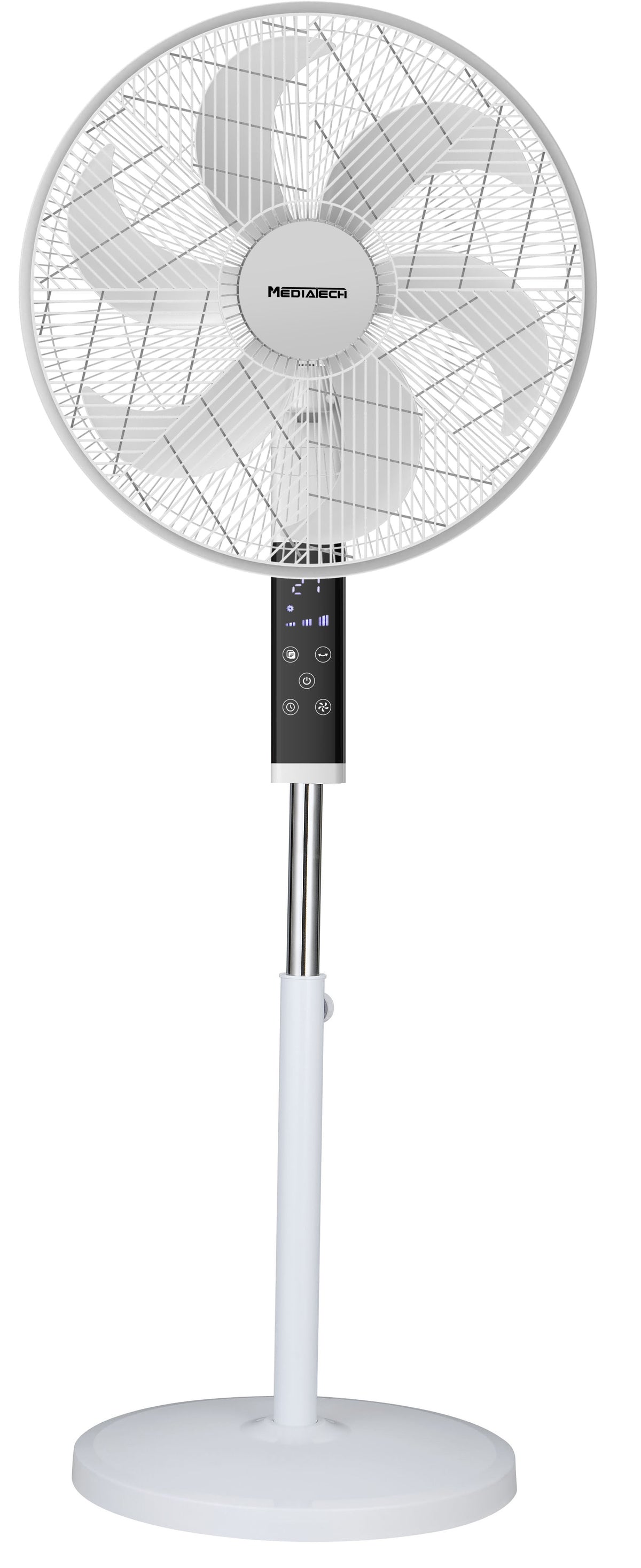 MediaTech Stand Fan 18" 6 Plades - White - Remote Control