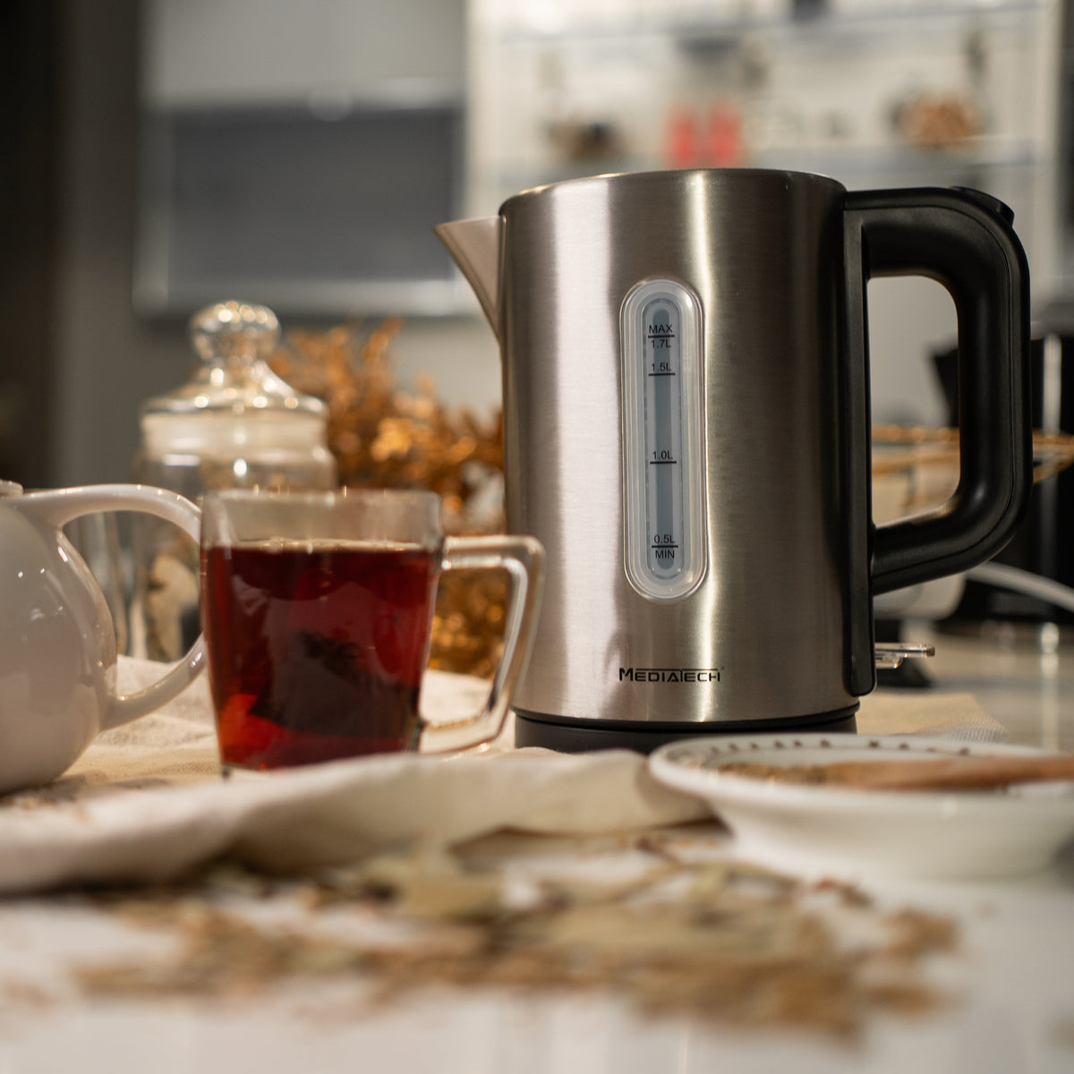 Media Tech Stainless Steel Electric Kettle 1.7L