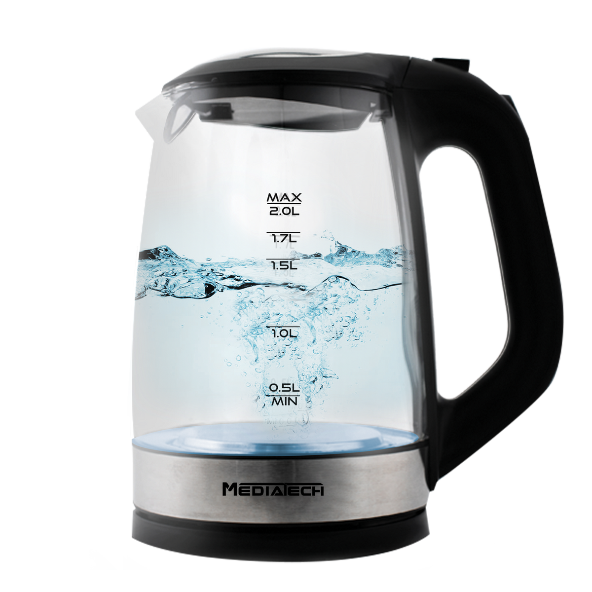 Media Tech 2L Glass Electric Kettle