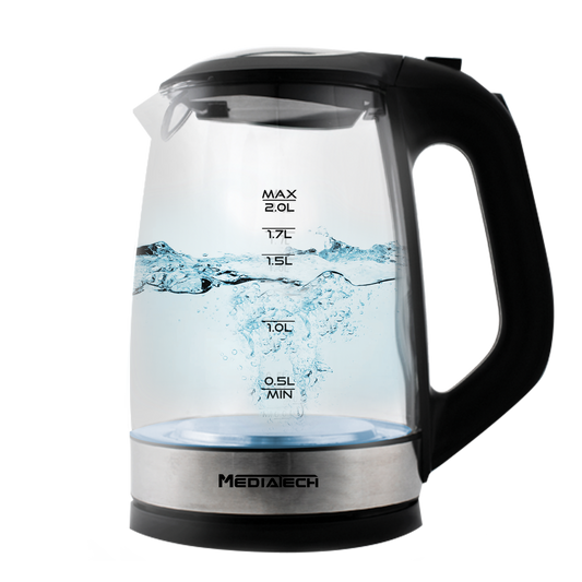 Media Tech 2L Glass Electric Kettle