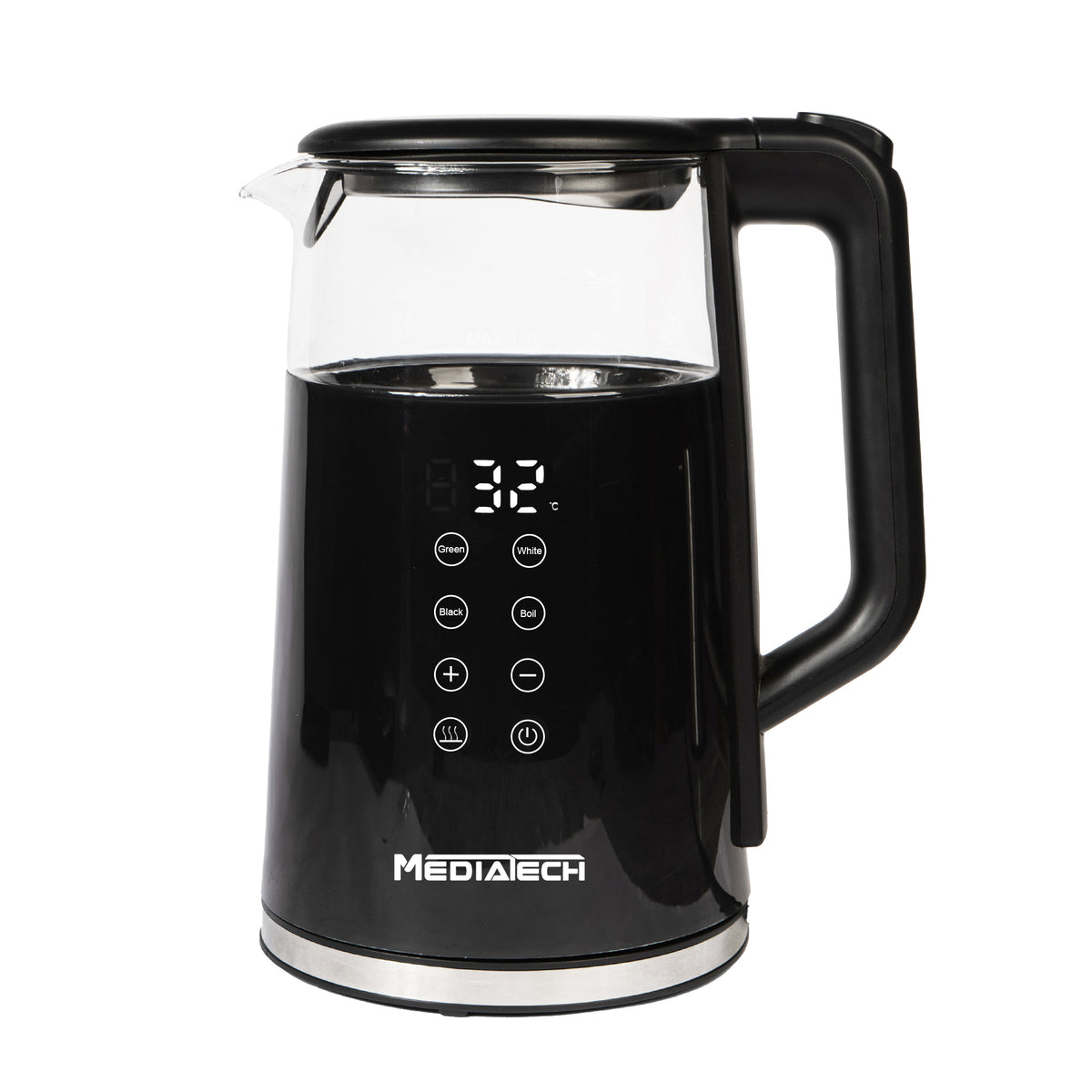 Media Tech Glass Digital Kettle 1.7L – PUREX – with Temperature Selection Display