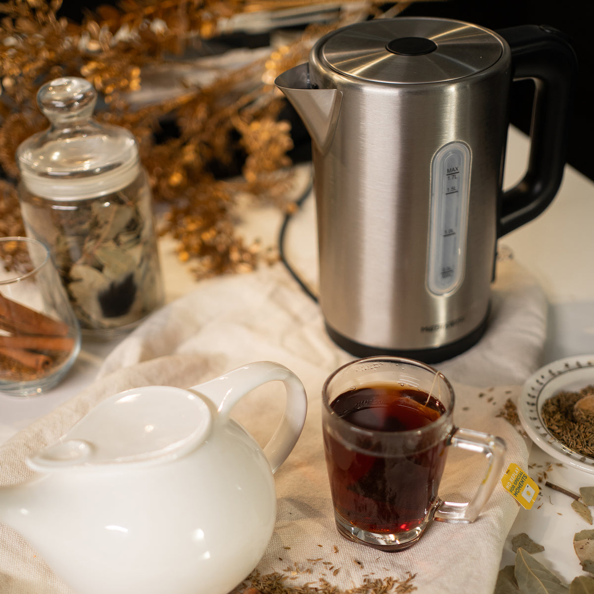 Media Tech Stainless Steel Electric Kettle 1.7L