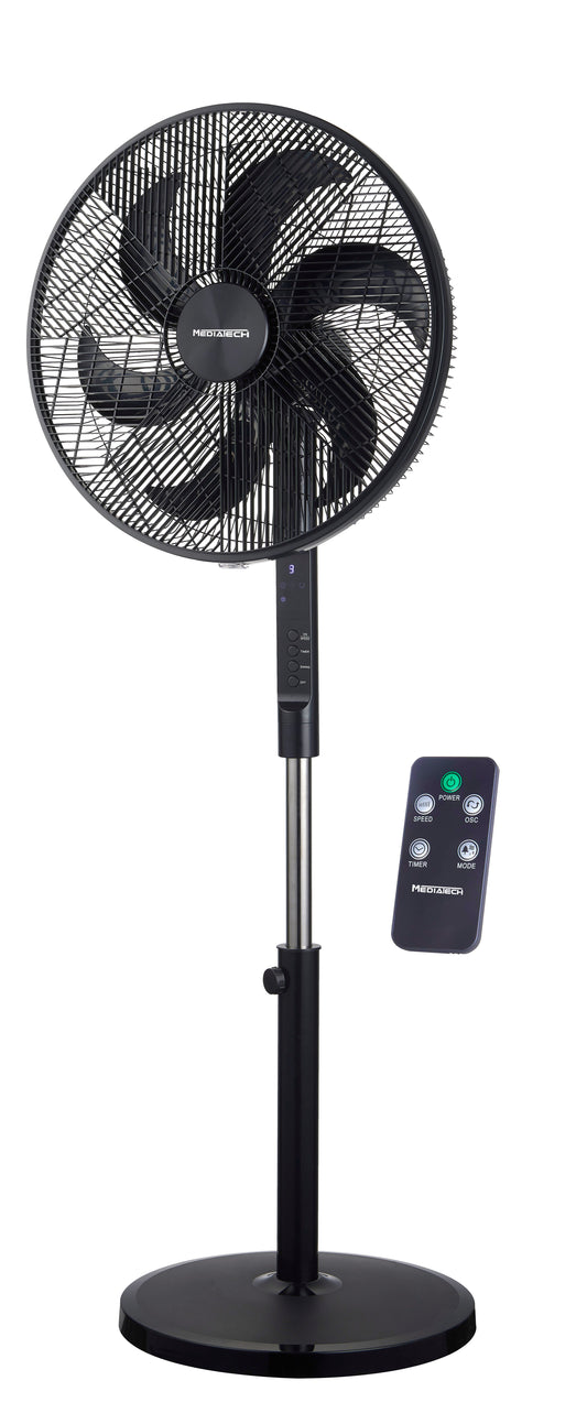 MediaTech Stand Fan 18" 6 Plades Black - Remote Control