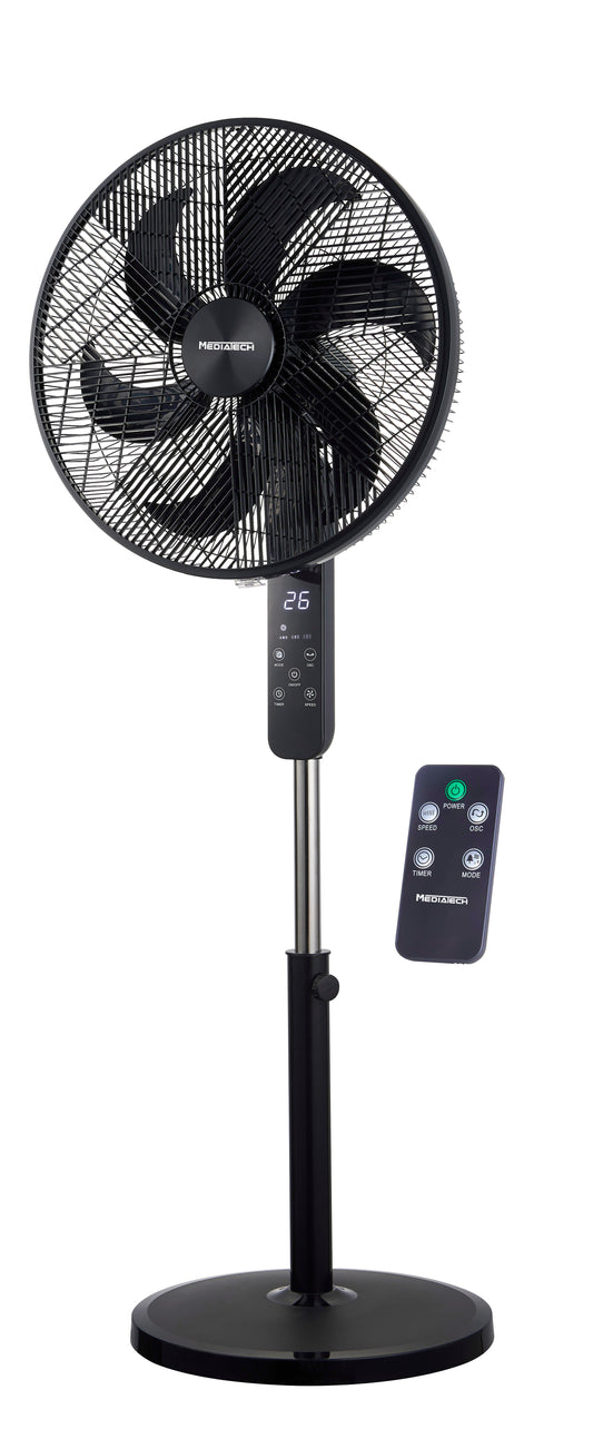 MediaTech Stand Fan 18" 6 Plades Black - Remote Control