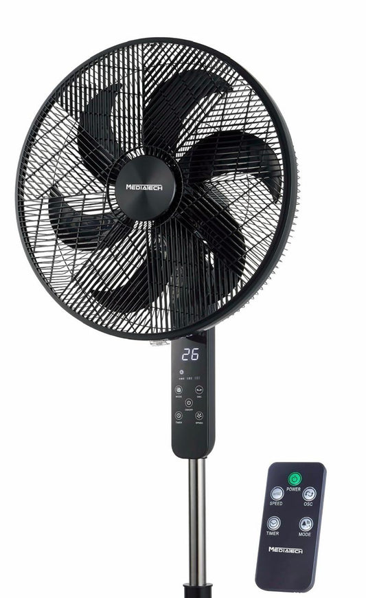 MediaTech Stand Fan 18" 6 Plades Black - Remote Control