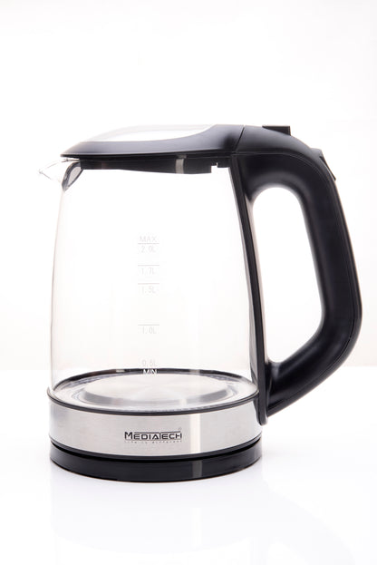 Media Tech 2L Glass Electric Kettle