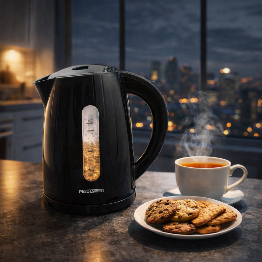 Media Tech Plastic Electric Kettle 1.7L - Black