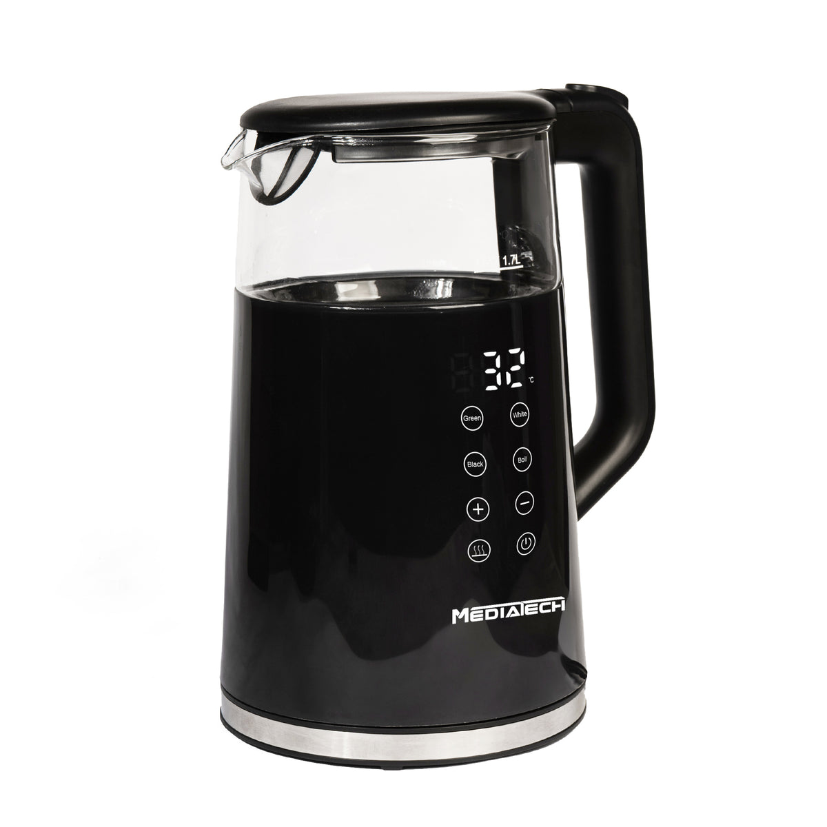 Media Tech Glass Digital Kettle 1.7L – PUREX – with Temperature Selection Display