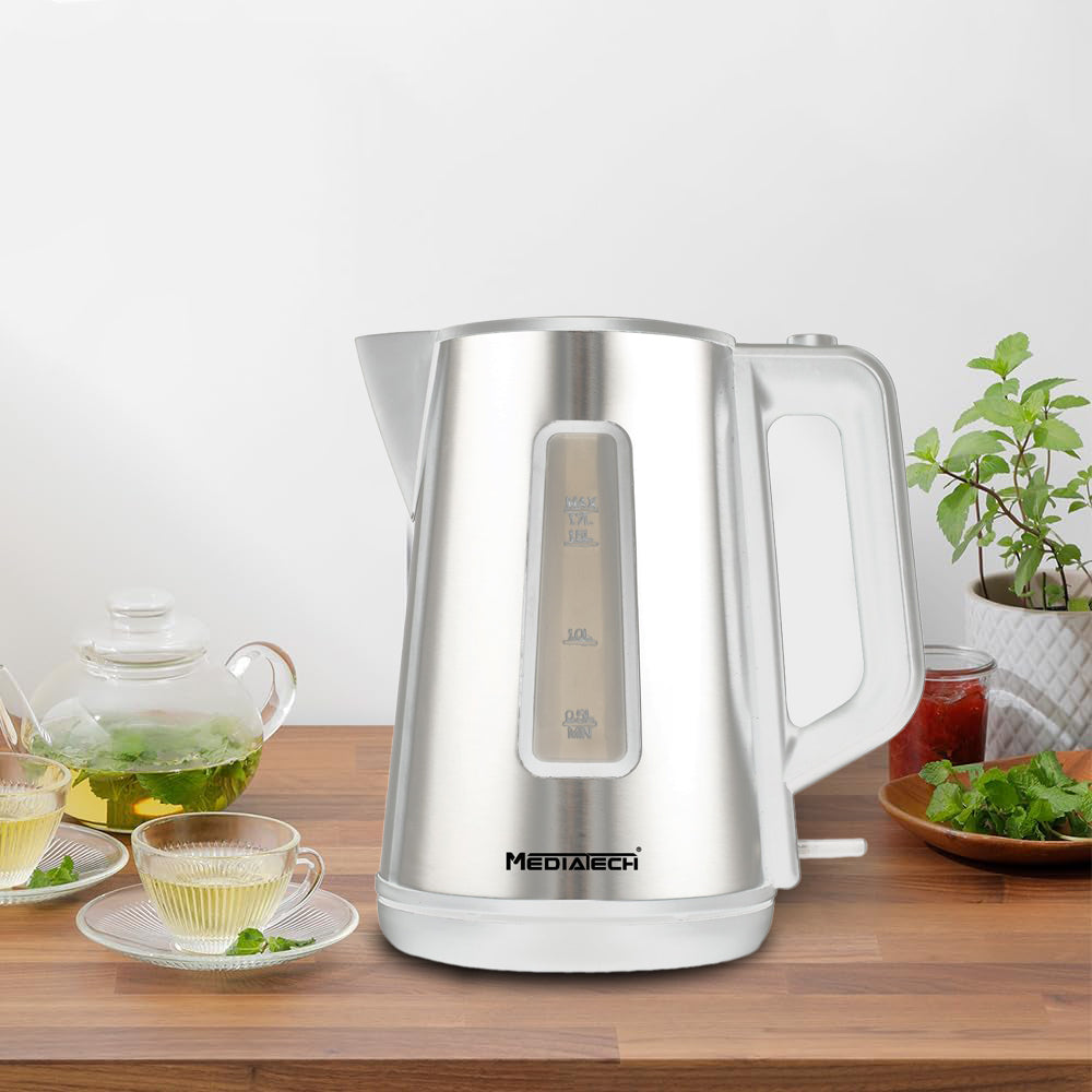 Media Tech Electric Kettle 1.7L – Plastic Body with Stainless Steel Cover